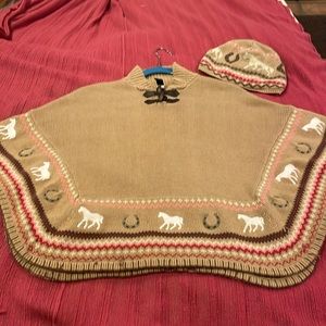 Poncho baby GAP Horse & Pony with matching beanie